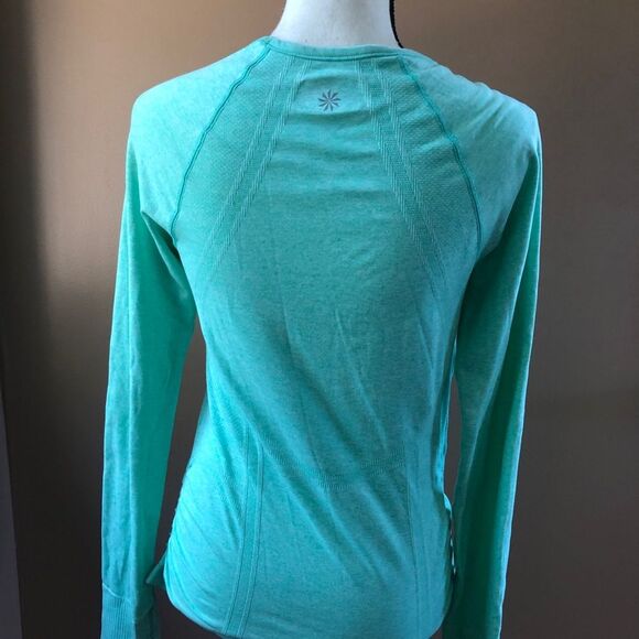 ATHLETA WOMENS FASTEST TRACK TOP SMALL GREEN ACTIVEWEAR WORKOUT LONG SLEEVE YOGA - Picture 6 of 8